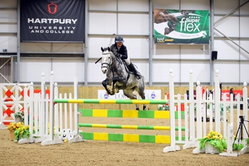 Faye Adams seals the victory in the SEIB Winter Novice Qualifier at Hartpury University Show